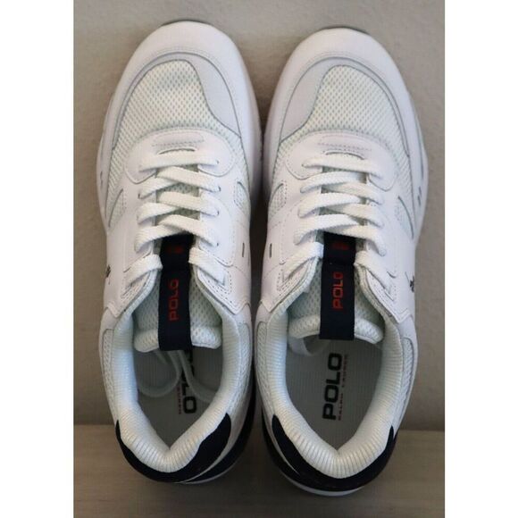 Polo Ralph Lauren Men's Sz 9 White/Navy/Red Jogger Leather & Mesh Sneakers - Picture 10 of 10